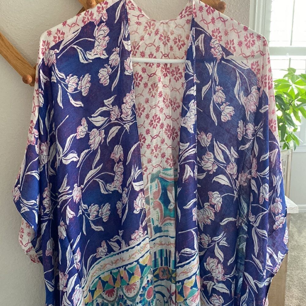 Styline Multi Print Boho Kimono NWT - Picture 6 of 8